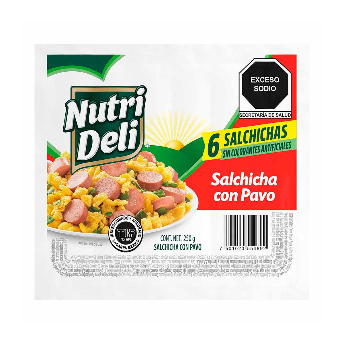 Nutrideli salchicha de pavo 250  grs