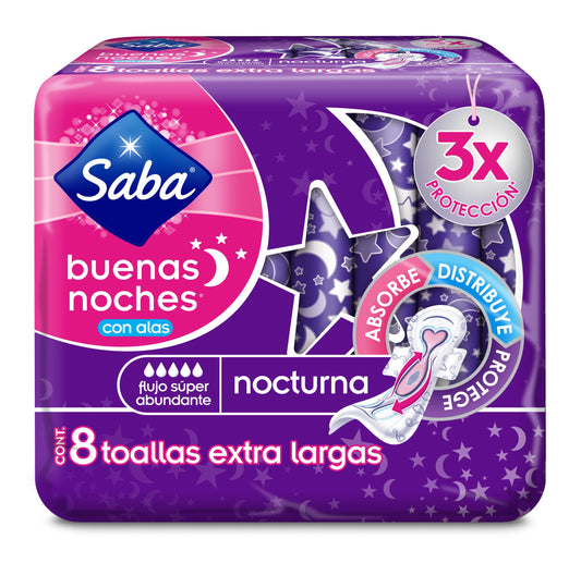 SABA BUENAS NOCHES TOALLA FEMENINA 8 PZ